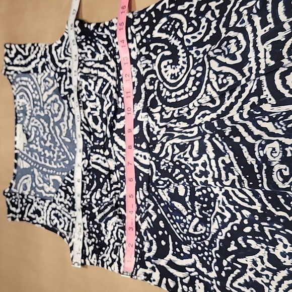 Ann Taylor LOFT Size 10 Navy Blue & White Patterned Sleeveless Dress - Picture 7 of 12
